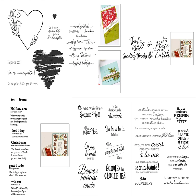 

Christmas French Stamps Stencils Scrapbooking Embossing DIY Crafts Paper Cards Album Decor New Arrival Stamps No Metal Cut Dies