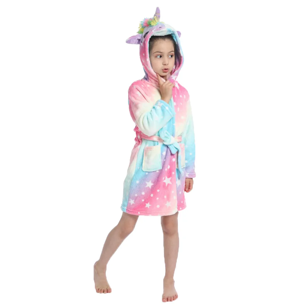 Детский фланелевый банный халат с капюшоном в виде единорога | Мать и ребенок
