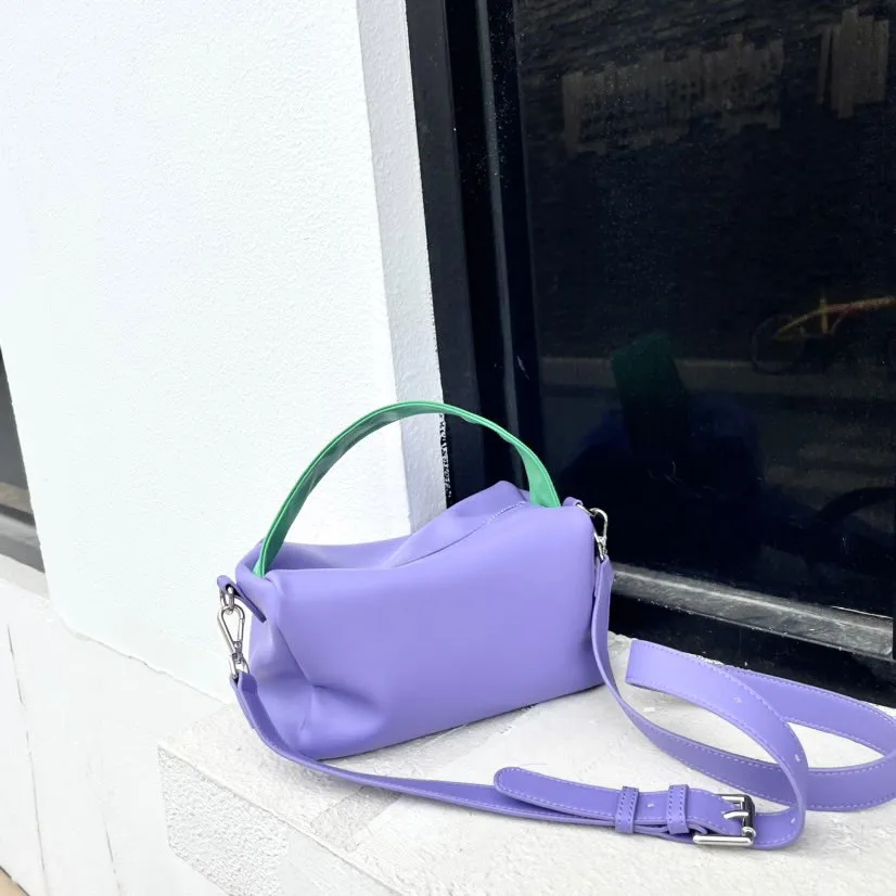 

FIRMRANCH women's luxury handbag 2021 new simple contrast color design leather shoulder messenger pillow bag