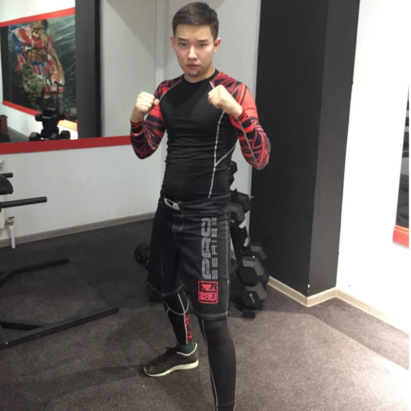 

Men's Fitness suit Sports Compression Underwear 1-3 piece Suit Jogging Suit Tracksuit MMA rashguard jiu jitsu tactical training