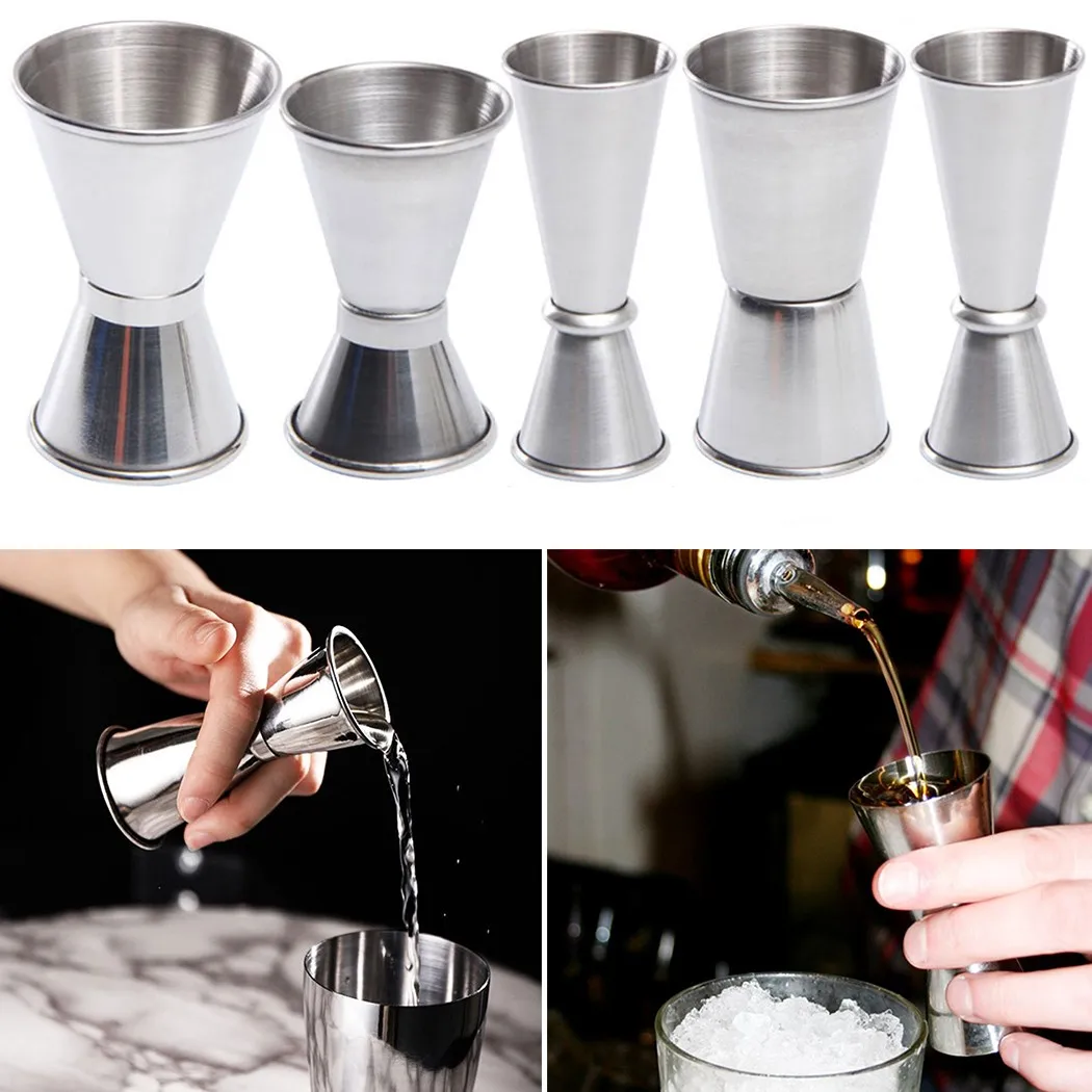 

1pc Measure Cup Stainless Steel Drinkware Cocktail Shaker Measure Cup Dual Shot Drink Spirit Measure