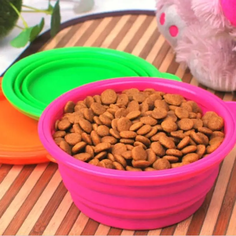 1 шт. Новая мода полезные собаки/Кошки Pet Портативный Силиконовый Складной Путешествия миска для кормления вода блюдо кормушка конфеты цвет