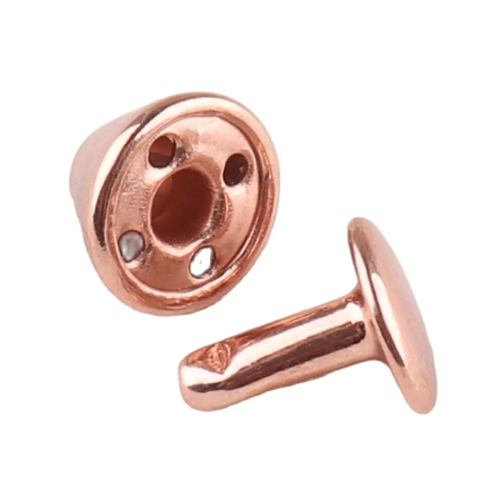 Заклепки круглые с двумя колпачками 9 х12 мм золотистые розовые 100 для кожевенного