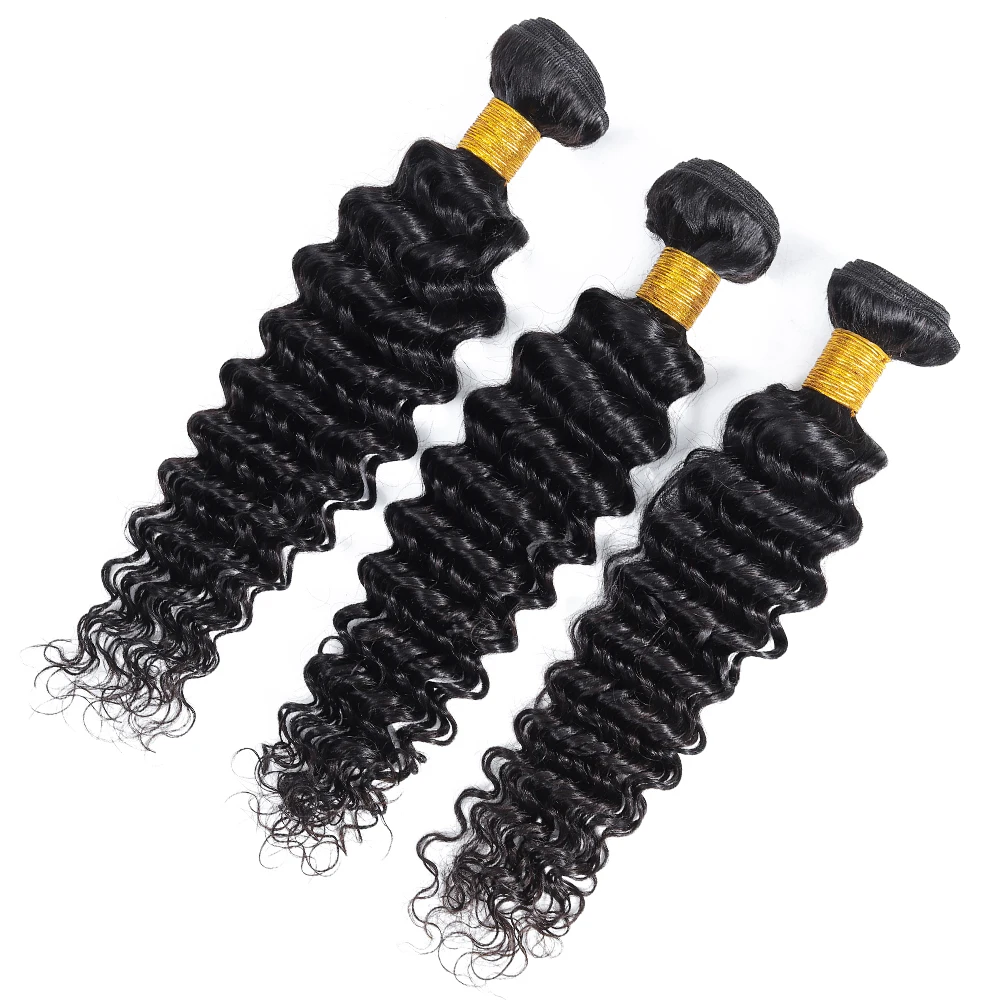 Индийские пучки волос с глубокой волной 100% человеческие можно купить застежкой