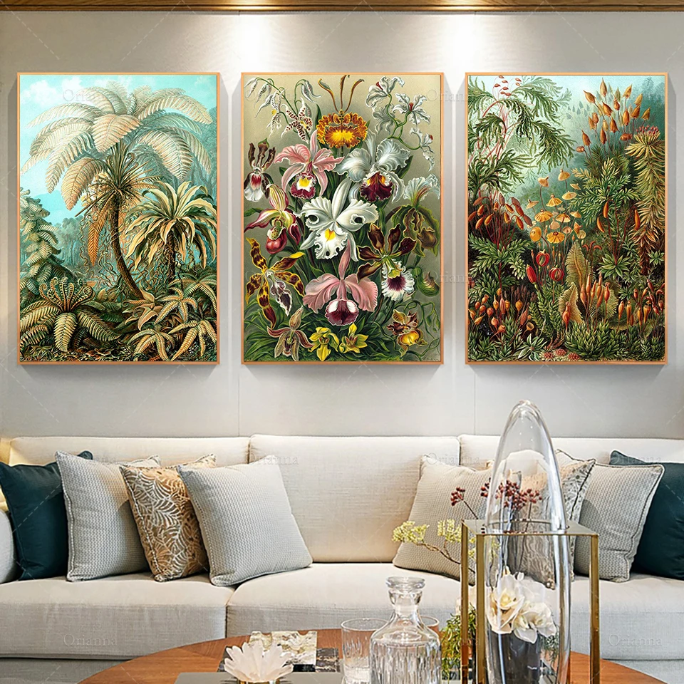 

Abstract Botanical Haeckel Plant Nordic Poster Set of 3 Hd Print Art Canvas Painting Wall Pictures Living Room Home Decoration