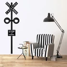 Наклейки для пересечения железной дороги, искусство, наклейки, съемный декор для детской комнаты, виниловые наклейки на стену, тема поезда, Настенная роспись для игровой комнаты DW10237