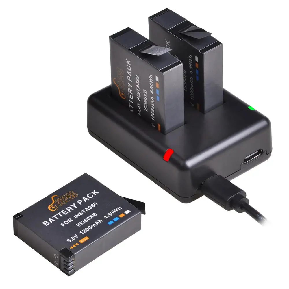 3 шт. аккумулятор 1200 мАч и двойное зарядное устройство USB с портом Type C для камеры