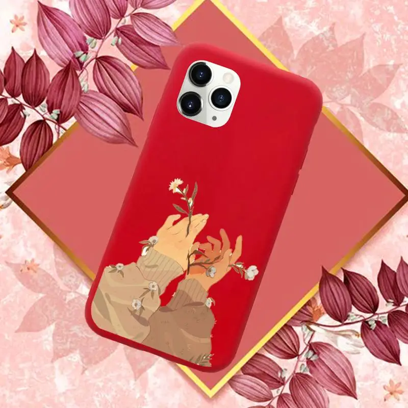 

Finger Art Aesthetic Hand Phone Case Red Candy Color for iPhone 11 12 mini pro XS MAX 8 7 6 6S Plus X SE 2020 XR