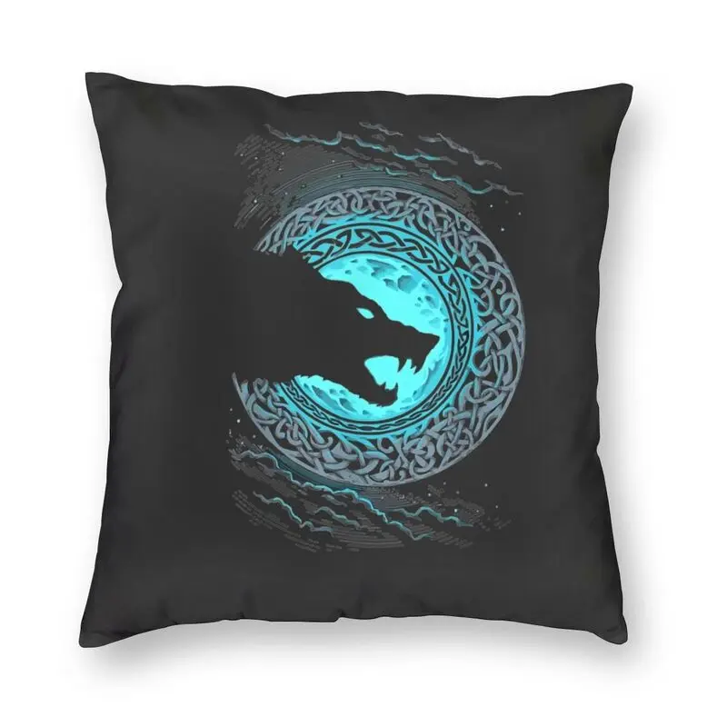 

Vintage Vikings Mythology Fenrir Wolf Of Life Odin Square Pillow Case Home Decor Cushions Throw Pillow for Sofa Double-sided