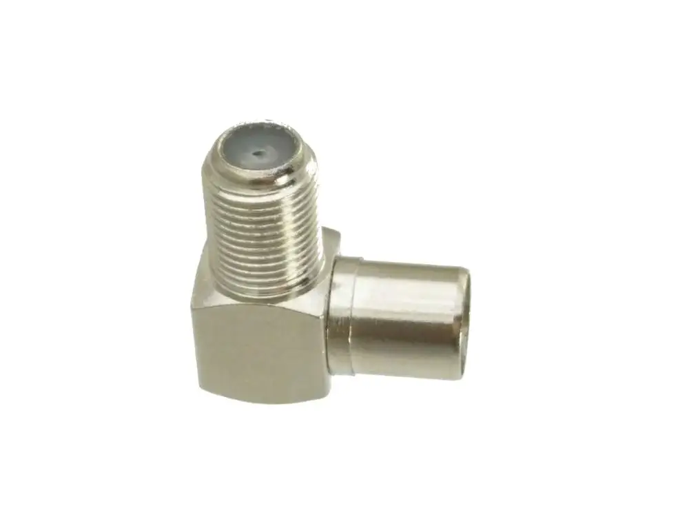 

1Pcs F TV Female Jack to IEC PAL DVB-T TV 9.5mm Male Right Angle RF Adapter Connector