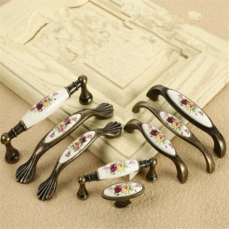 Винтажные бронзовые ручки для шкафа выдвижной кухонный шкафчик мебели|Ручки