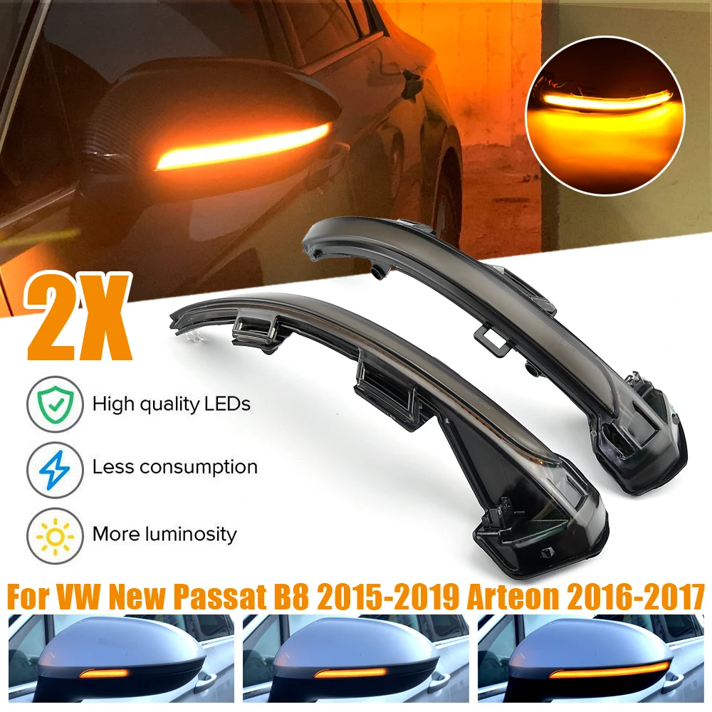 

2pcs For VW New Passat B8 2015-2020 Arteon 2016-2020 Dynamic Turn Signal Light LED Side Rearview Mirror Sequential Indicator
