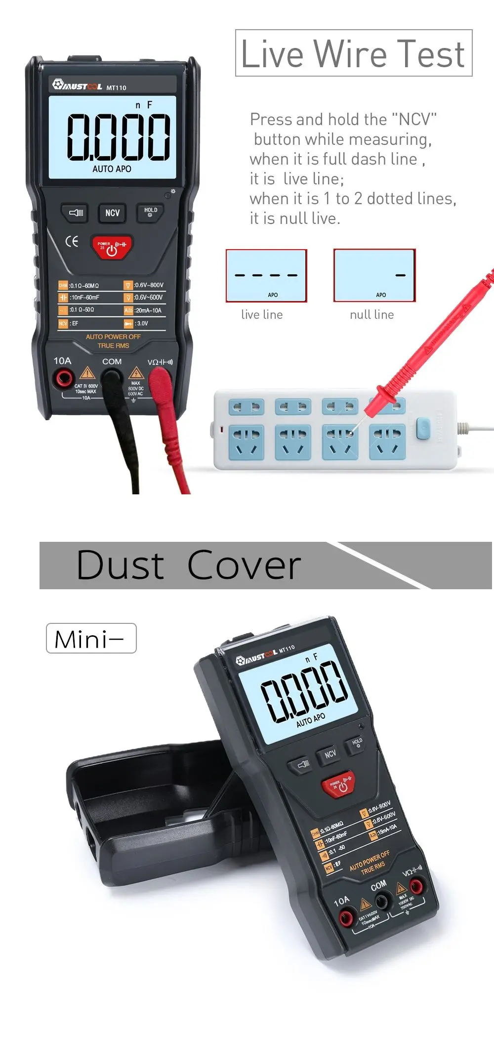 MUSTOOL MT8205 MT8206 MDS8207 MT108T MT110 2 в 1 цифровой Интеллектуальный Ручной осциллограф мультиметр AC/DC сопротивление