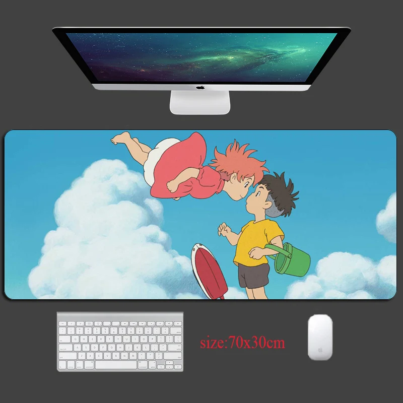 

Cartoon Anime Ponyo on the Cliff mouse pads office home gamer large mousepad keyboard pad anti-slip Locking Edge mouse mat Otaku