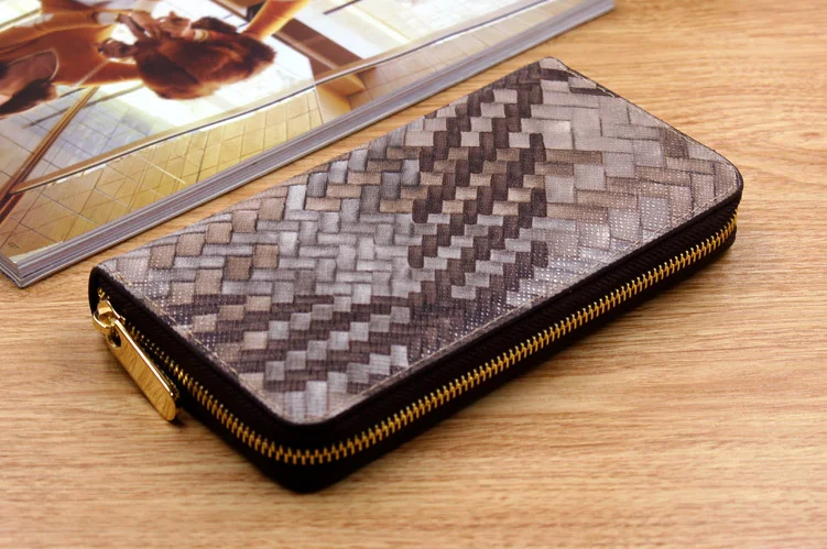 

New color cross pattern women's purse long zipper clutch for men's mobile phone pocket wallet