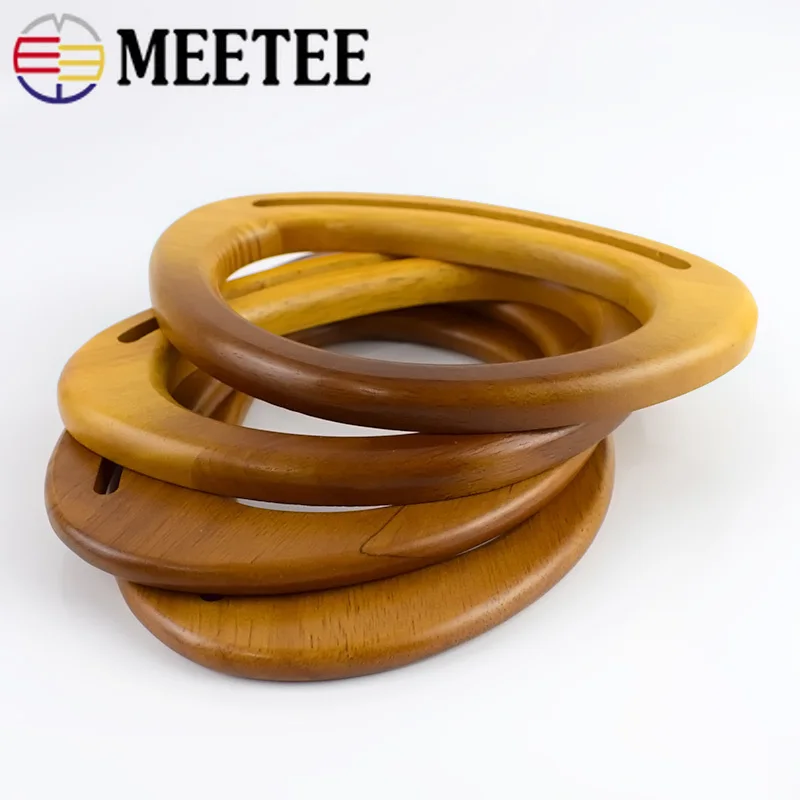 2 шт. модная Натуральная деревянная сумка с ручками Ретро овальная кольцевая