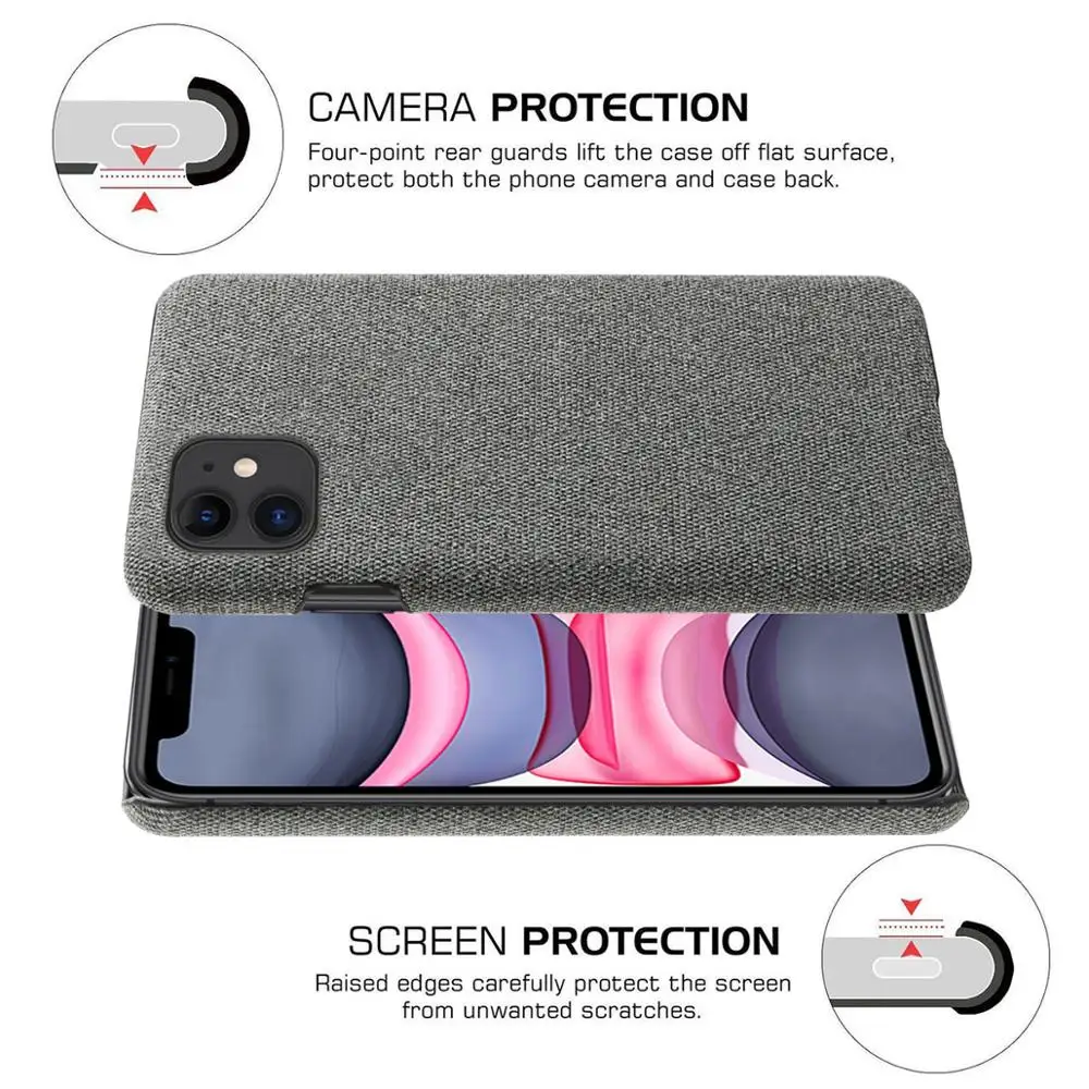 Чехол для iPhone 11 pro max ткань X XR Xs MAX 6 6s 7 8 Plus SE 2020 тканевая текстура противоскользящий