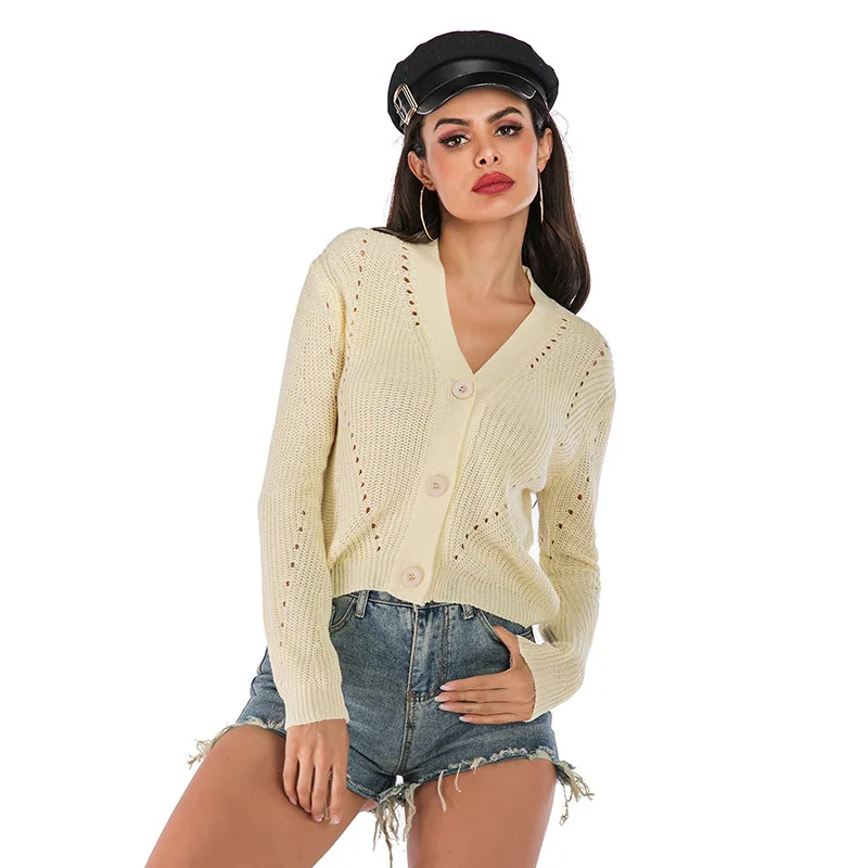 

Кардиган женский трикотажный, с V-образным вырезом и длинным рукавом, весна-лето, 2020