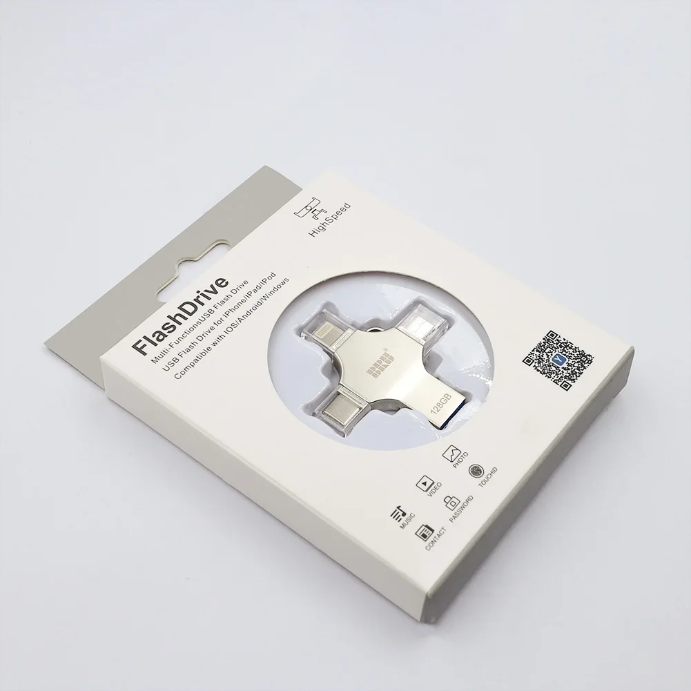 Default packaging Bru 4 в 1 флешка Otg флэшка Usb флеш-накопитель 3,0 type-c для Iphone ipad Android Smart Phone Tablet PC 16g 32g 64g 128g 256gb флешки - Цвет: Default packaging
