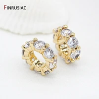 10mm gold plated brass zircon rhinestone rondelles crystal bead loose spacer beads for diy jewelry making accessories