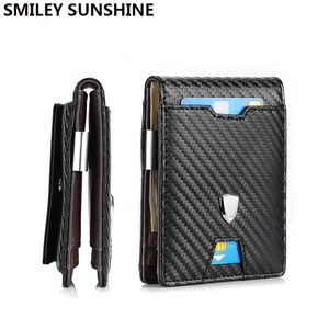 Мужские кошельки из углеродного волокна с рчид, черная кожаная сумка для мелочи, кредитница, тонкий короткий кошелек для мужчин, маленький тонкий миниатюрный умный бумажник, 2020