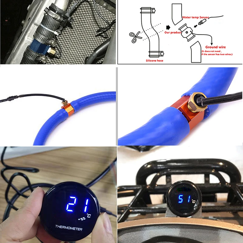 ALconstar-Racing Motorcycle Water Temperature Mini Meter KOSO With 18mm Sensor Temp Adapter For Honda Yamaha Suzuki | Автомобили и