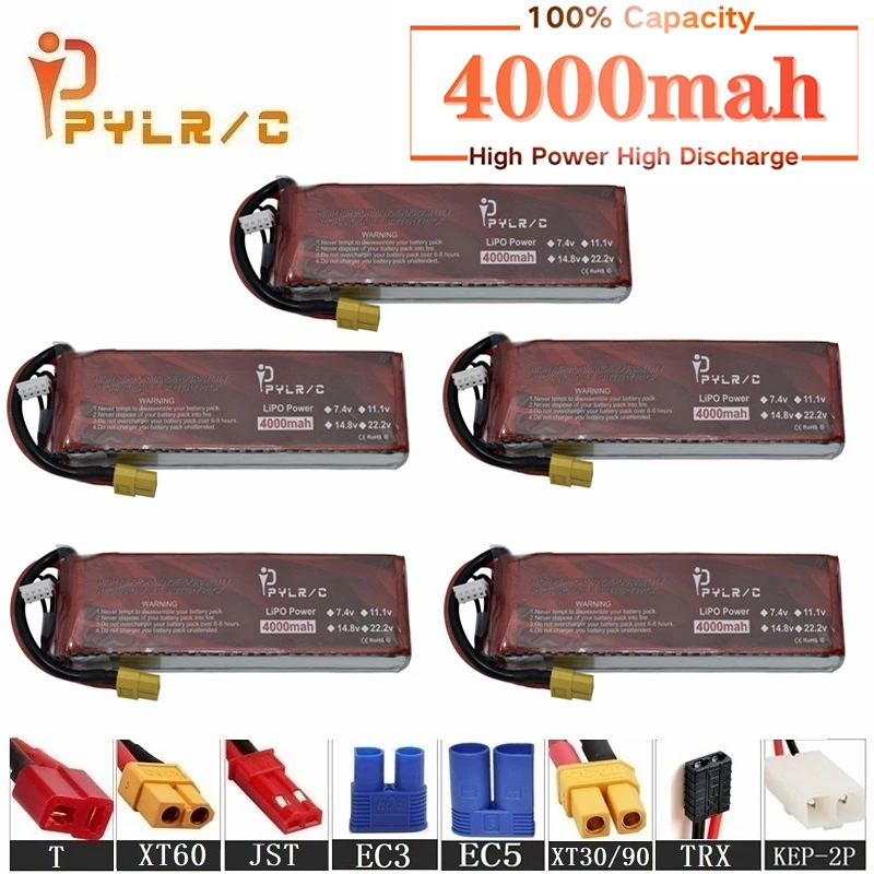

High Rate 7.4v 4000mAh Lipo Battery For RC Helicopter Parts 2s Lithium battery 7.4v 35C RC Cars Airplanes Drones Battery T/XT60
