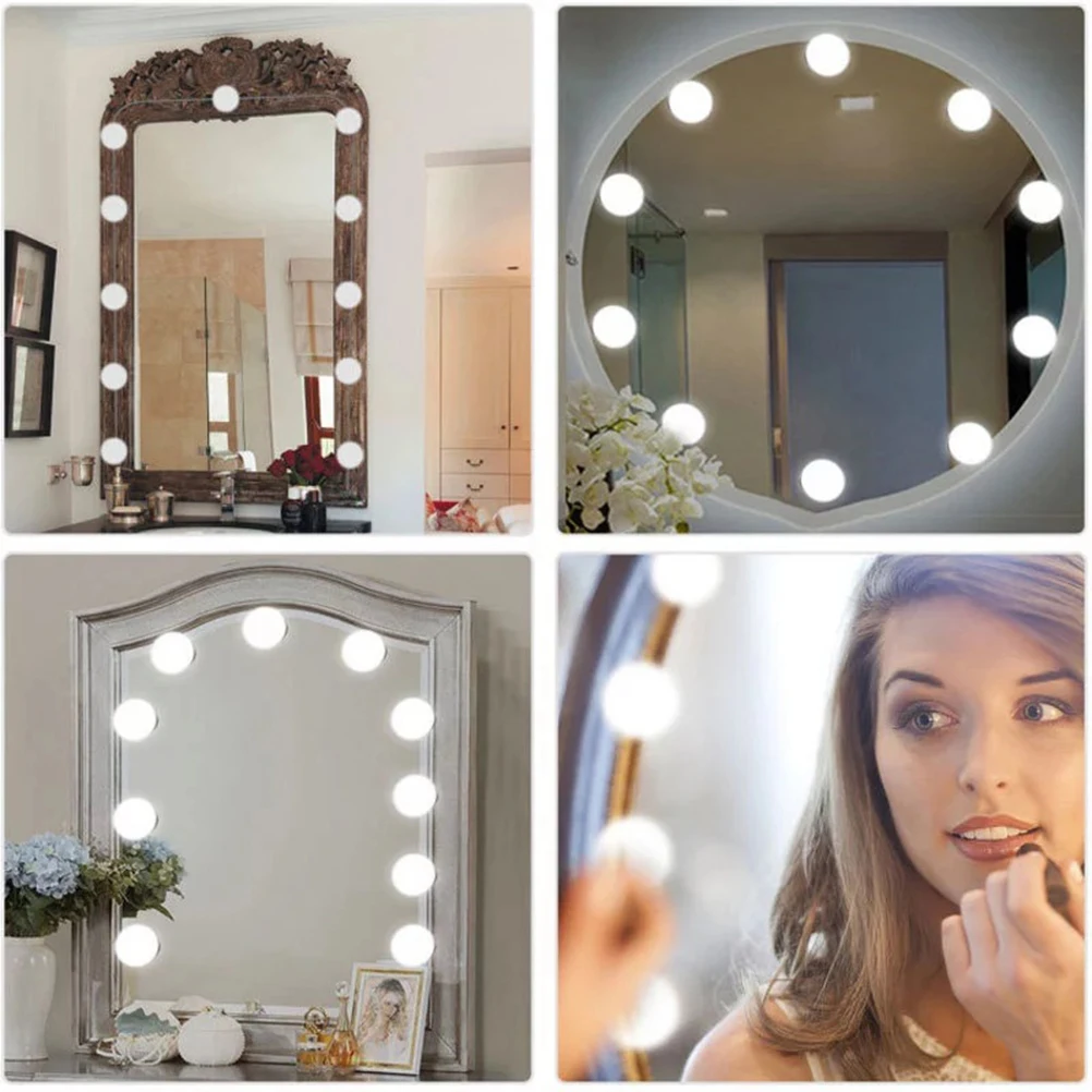 A Set of Makeup Mirror Light USB Plug Brightness Press Button Lights for Dressing Decor | Дом и сад