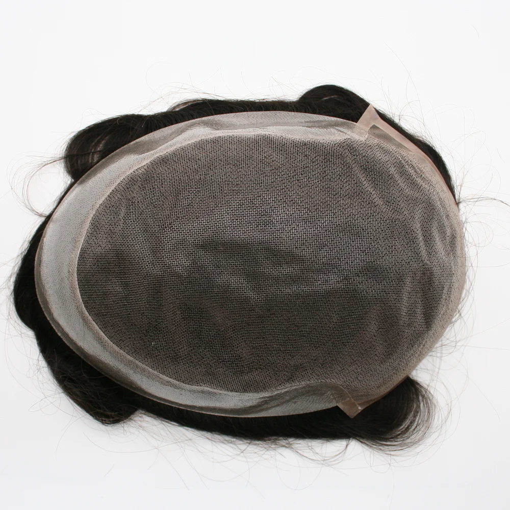 Мужские волосы со сварным кружевом спереди и сверху по бокам сзади парик