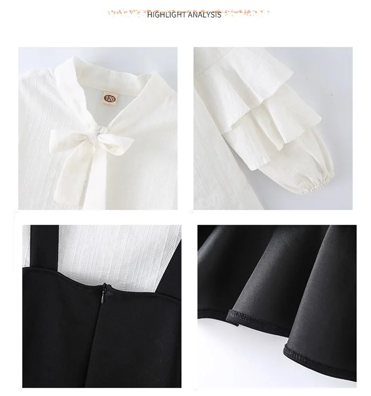 Платье-рубашка для девочек на бретелях с длинным рукавом повседневное в клетку