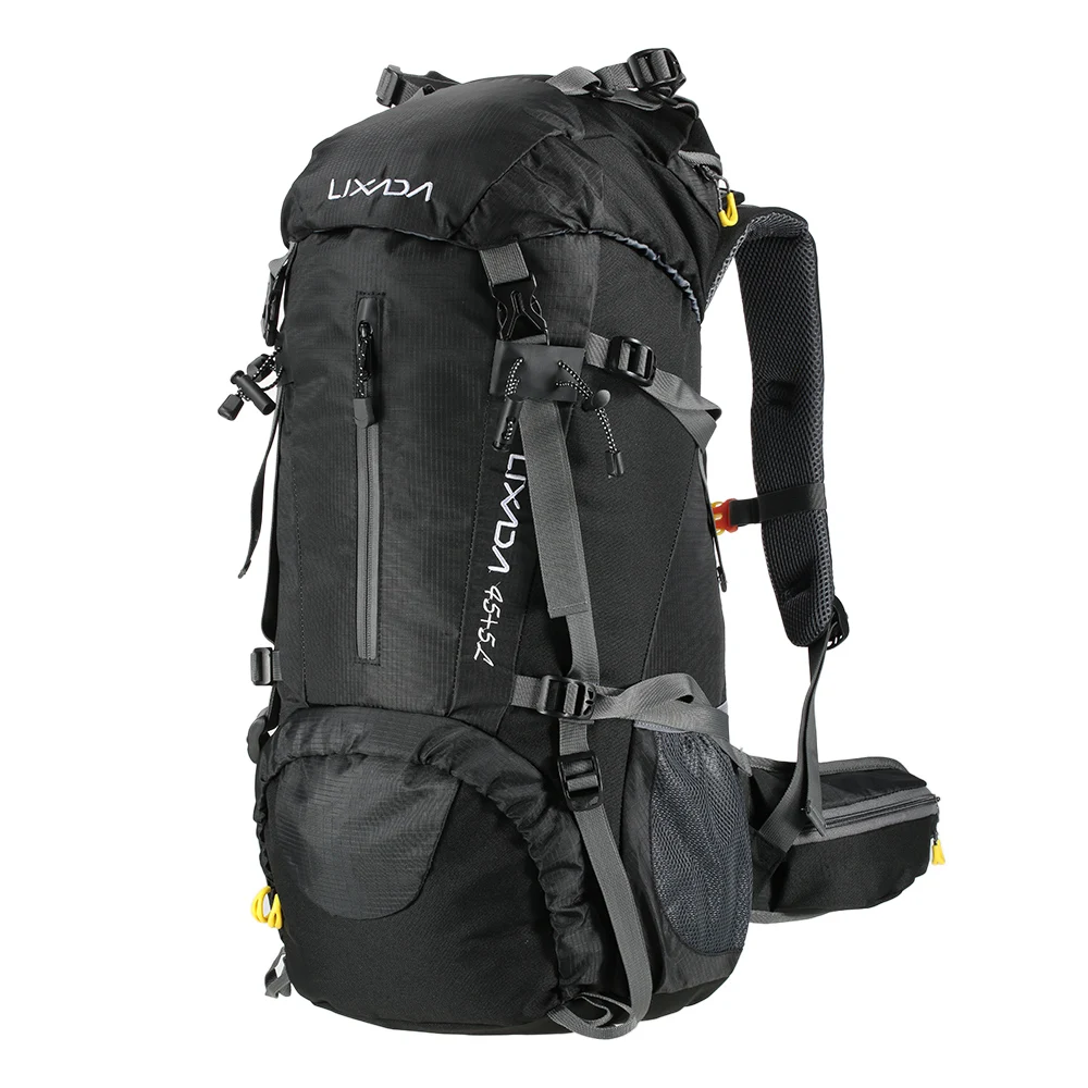 Lixada 50L Large Waterproof Travel Bags Nylon Rucksack Outdoor Sport Backpack with Rain Cover Camping Climbing Trekking Knapsack