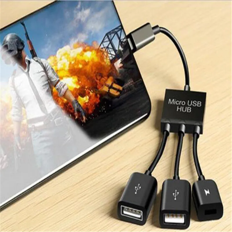 OTG USB 2,0 Pubg контроллер 3 порта type-C Зарядка питания переносной кабельный хаб есть курица игра для компьютера планшета ПК данных USB кабель