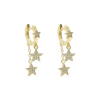 fashion star design tassel cz star charm dangling earring for women girl trendy jewelry