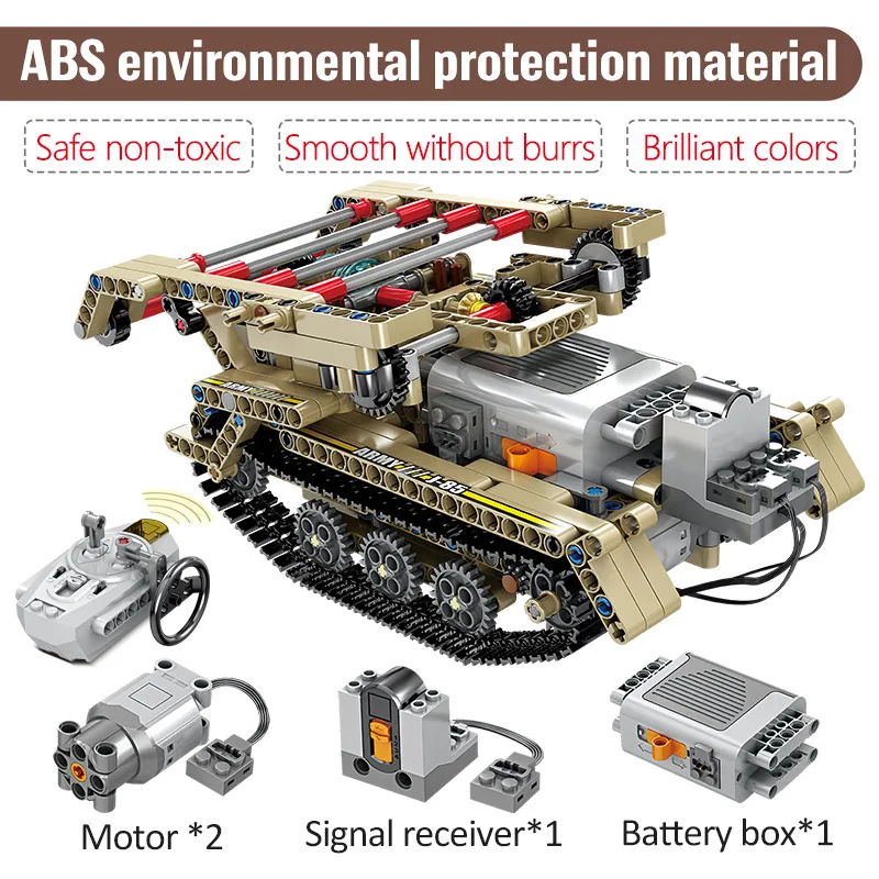 

987pcs City WW2 High-tech RC Tank Assault Truck Building Blocks Creator Military Remote Control Chariot Car Bricks Toys For Kids