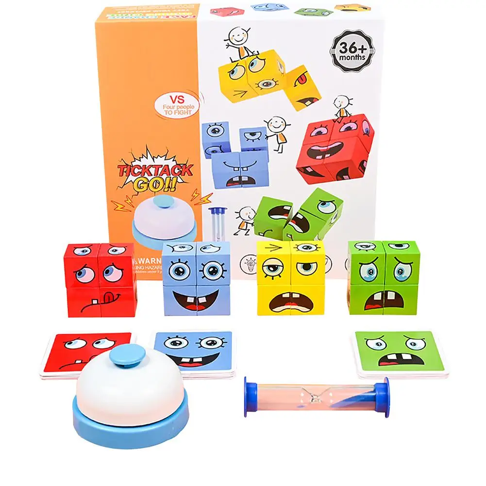 

Wooden Expressions Matching Block Puzzles Cube Face Pattern Puzzle Face-Changing Building Blocks Parent-Child Interaction Game