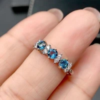 ring natural london blue topaz ring s925 sterling silver simple popular blue gemstone jewelry lady ring