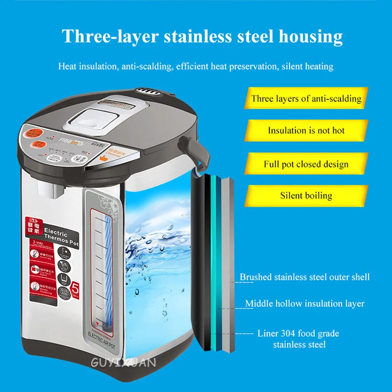

Electric thermos automatic household intelligent insulation large capacity 304 stainless steel kettle 220V