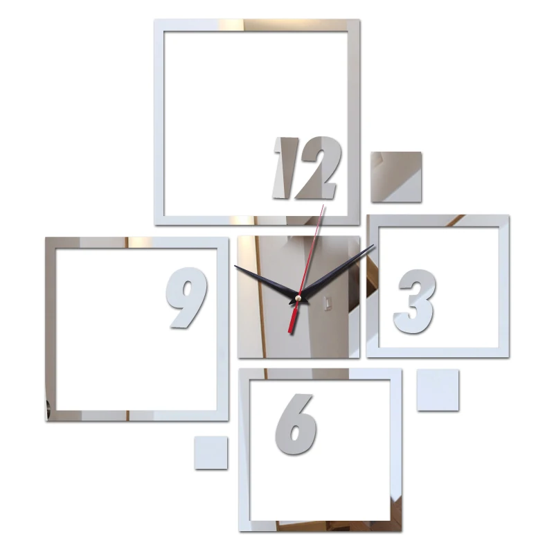 

new hot wall clock clocks reloj de pared horloge vintage home decorative living room acrylic mirror sticker modern