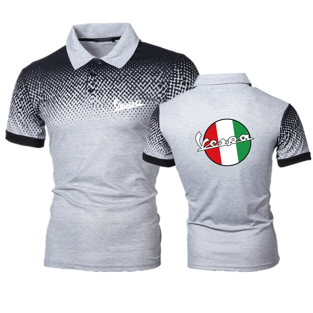 

2021 Summer Vespa Logo Men's Polo T-Shirt Gradient Color 3D Printing Europe America New Lapel Men's Polo Shirt Asian Size M 4XL