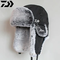 daiwa 2021 new outdoor sport winter bomber hat for men faux fur fishing hat thick warm cycling skiing cap with ear flaps