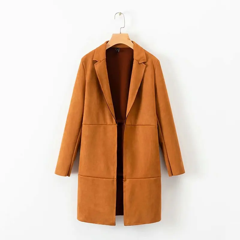 Женское замшевое пальто в европейском и американском стиле|Женские куртки| |