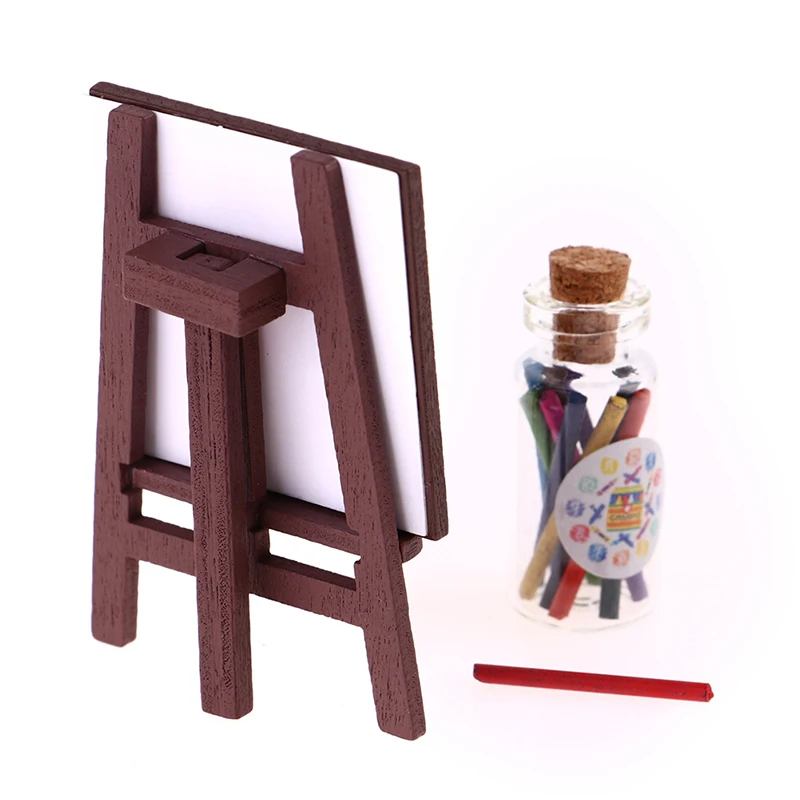 

2 шт./компл. миниатюрный деревянный мольберт для кукольного домика, набор для масляной живописи, имитация игрушек для детей, миниатюрный мол...