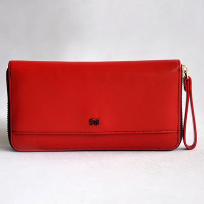 

Ladies First Layer Cowhide Long Wallet with Zipper Flap Wallet