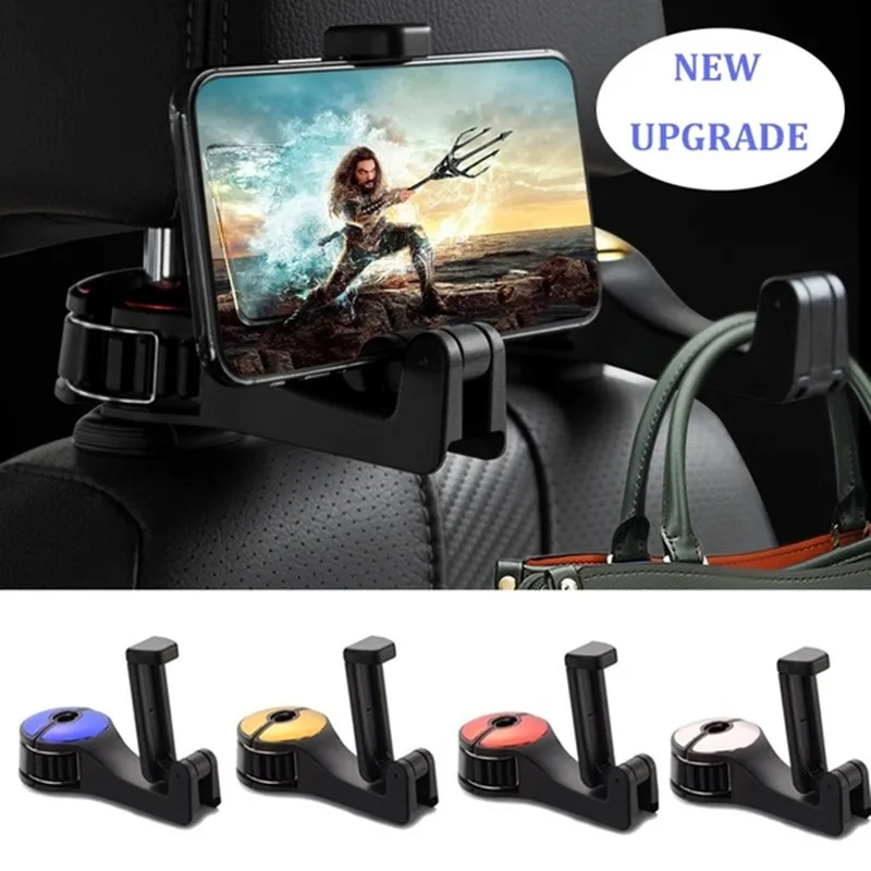 2 in 1 universal car hooks back seat headrest mount holder for iphone samsung xiaomi huawei 360 degree mobile phone holder stand free global shipping