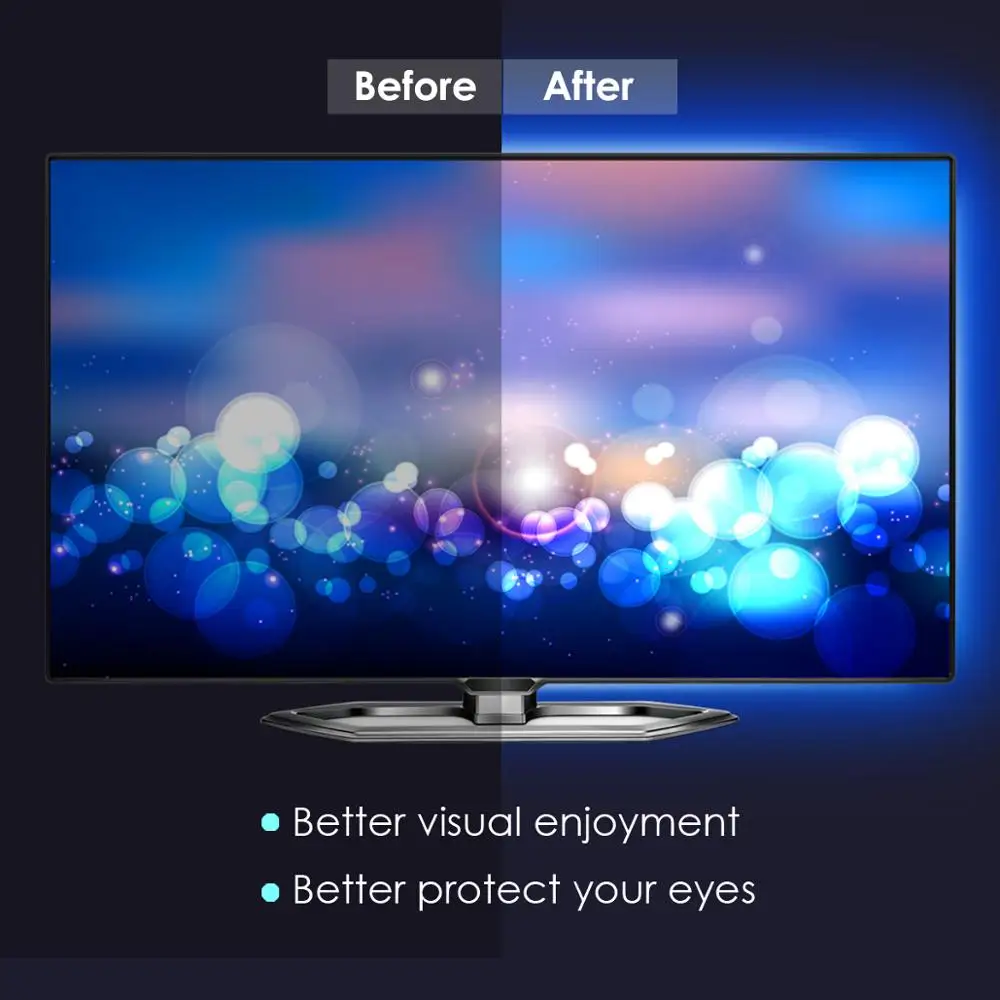 Светодиодная подсветка ТВ Беспроводной USB свет для 55 ''полоса RF RGB 60 65 дюймов 12