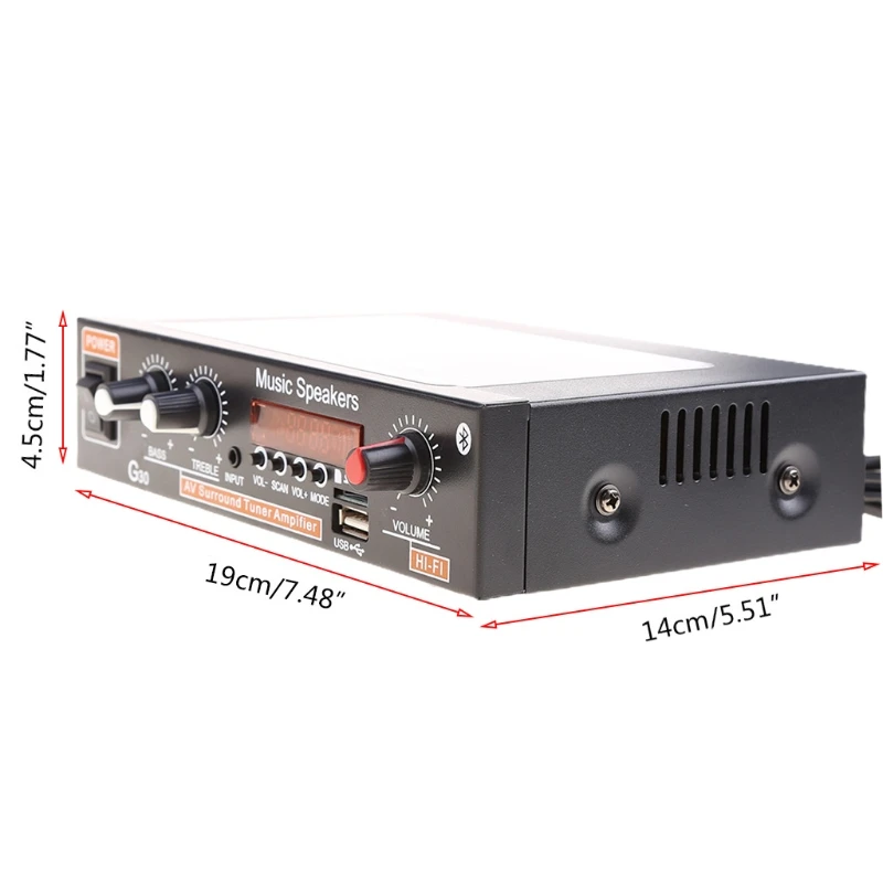 

Hifi Bluetooth Stereo Amplifier EU Car Home Digital Sound Amplifier for Pc Computer Phone Support Tf Card Eu Plug
