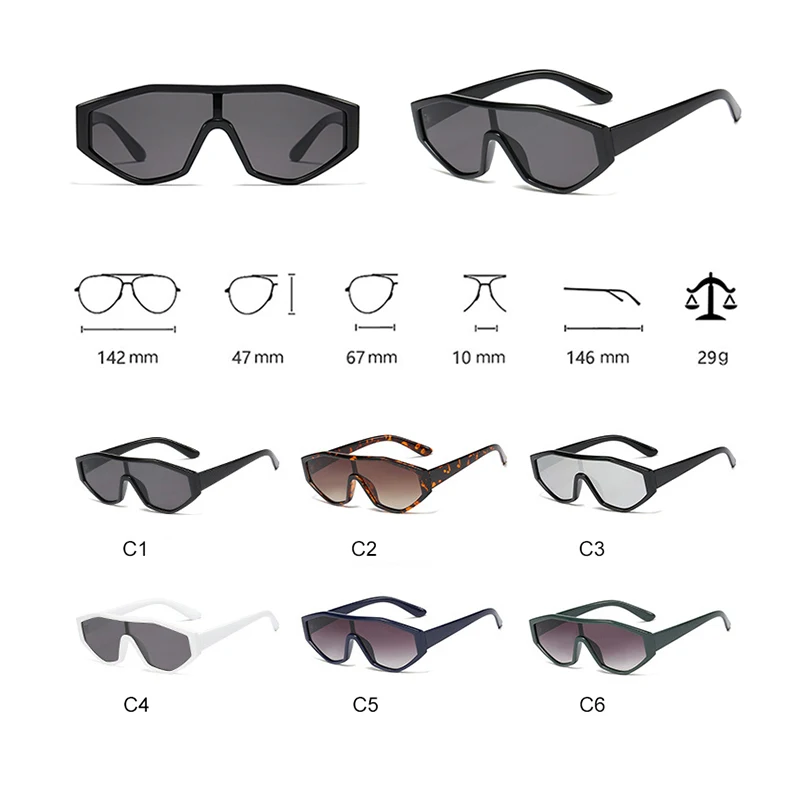 2020 унисекс большие цельные линзы солнцезащитные очки для женщин хип хоп новые