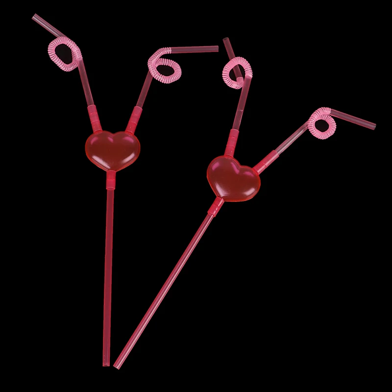 Креативная двойная трубочка в форме сердца уникальная Гибкая для питья детские