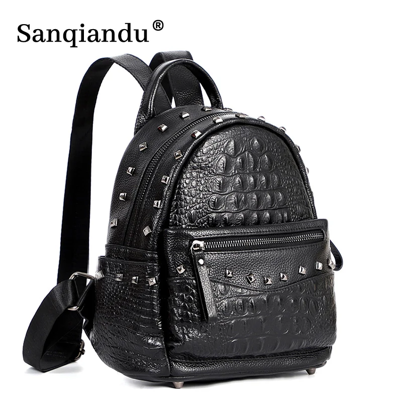 Винтажный рюкзак из натуральной кожи Женские рюкзаки в консервативном стиле