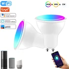 Умная лампочка Tuya GU 10 8 Вт, точесветильник светильник с Wi-Fi, светодиодная лампа RGB + CW + WW с регулируемой яркостью, домашний декор, управление через приложение, функция Google Home